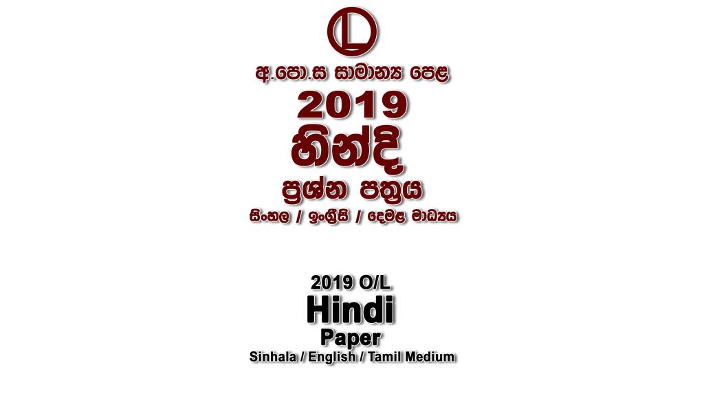 2019 O/L Hindi Paper All Medium mcq Essay and Structured ol Hindi Past Papers
