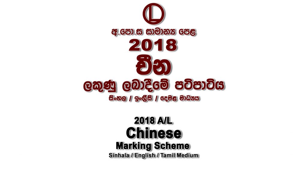 2018 O/L Chinese Marking Scheme All mediums Chinese mcq answers sheet Essay and Structured